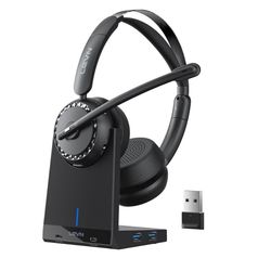 LEVN Wireless Headset, Wireless Headset with Mic for Work, AI Noise Cancelling, 65 Hrs Working Time, Bluetooth Headphones with Microphone from Home/Co