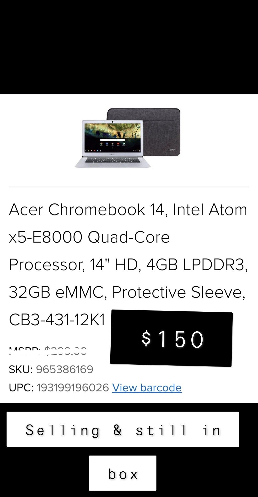 Acer Chromebook 14 (BRAND NEW) (NOT OPENED)