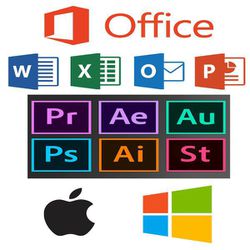 Adobe Photoshop CC, Illustrator, Indesign, After Effects, Final Cut Pro X and Microsoft Office Pro