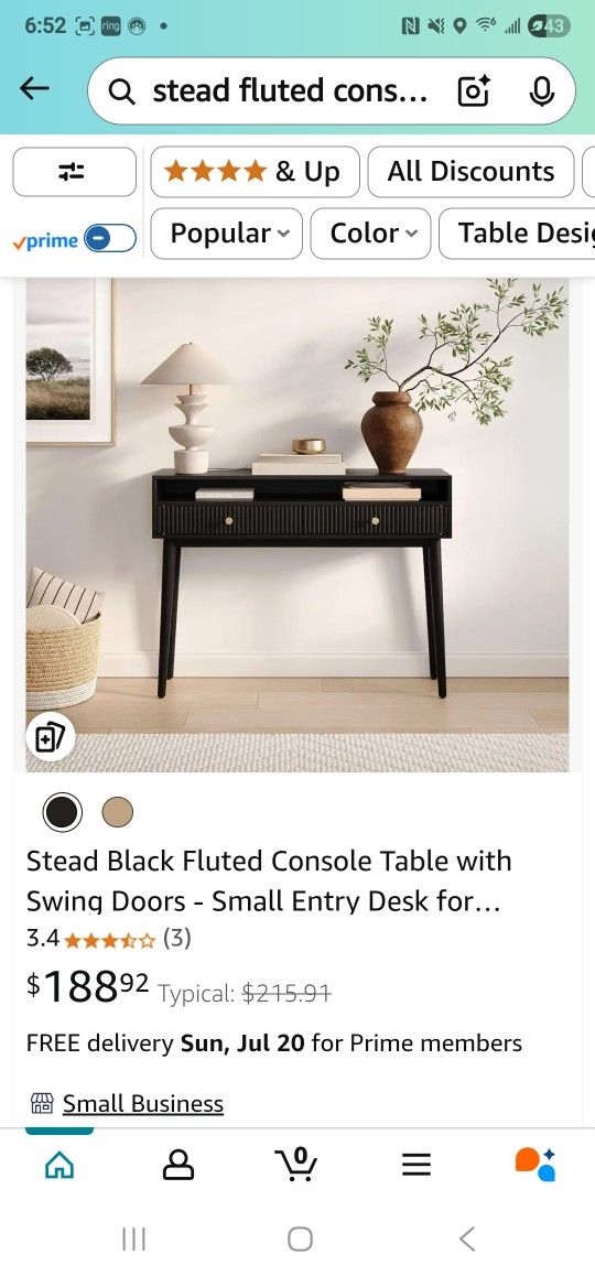 Fluted Console Table with Swing Doors - Small Entry Desk for Narrow Spaces - Living Room Furniture - Solid Wood Entryway Table