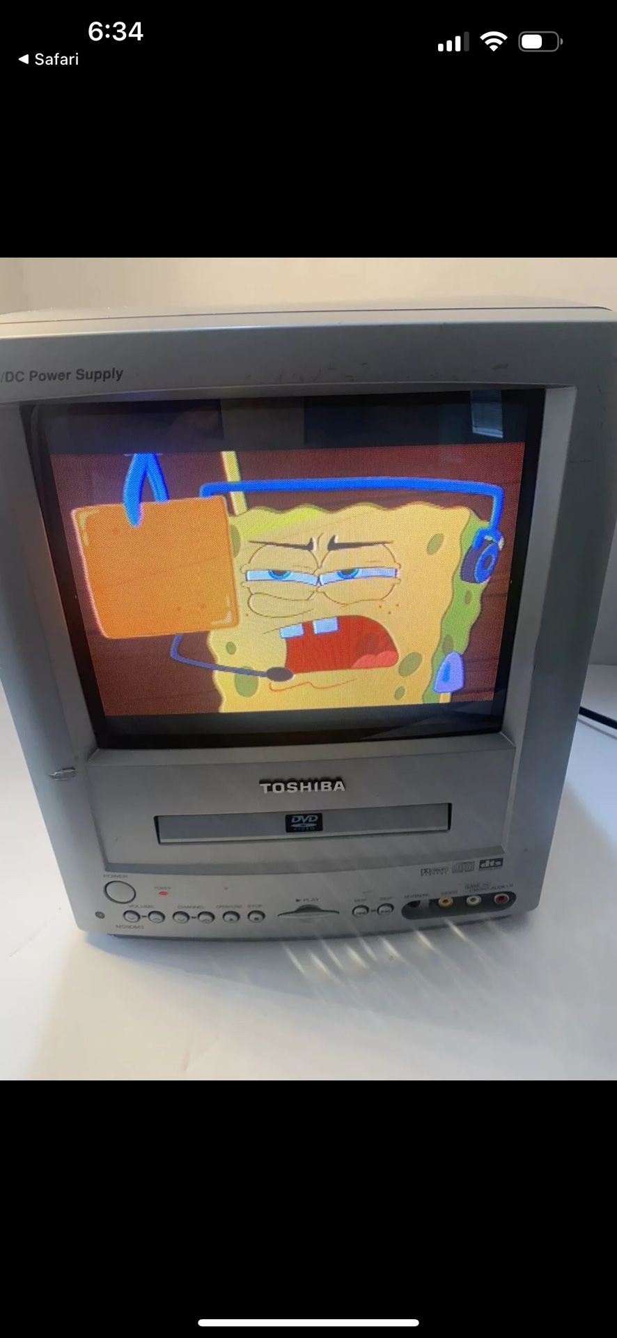 Toshiba 9" TV/DVD Combo MD9DM3 RCA inputs 2002 Tested/works NO REMOTE
