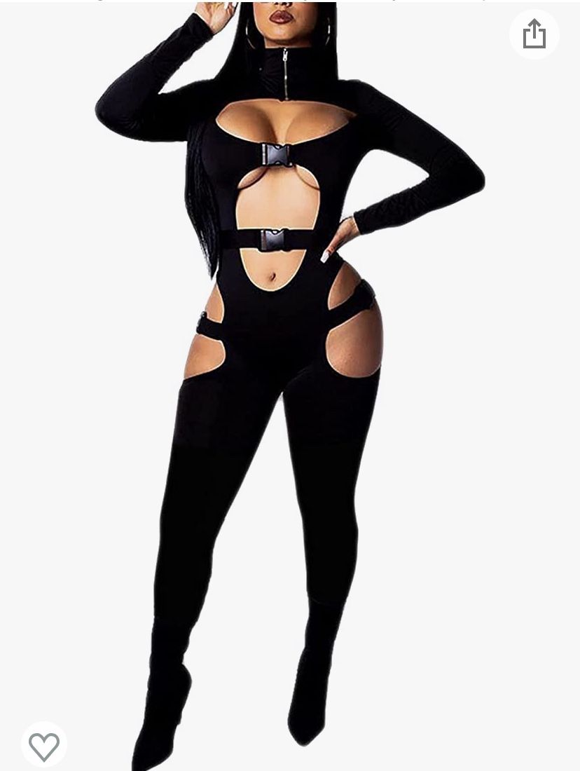 Women's Bodysuit w/ cutouts & buckles