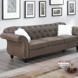 Breathable Leatherette  Dark Coffee Sofa