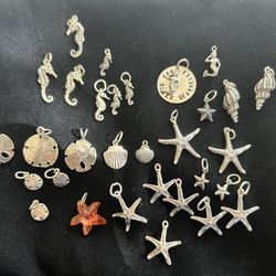 Shells, Sea Stars, Sand Dollars, Mermaid Charms Sterling Silver!