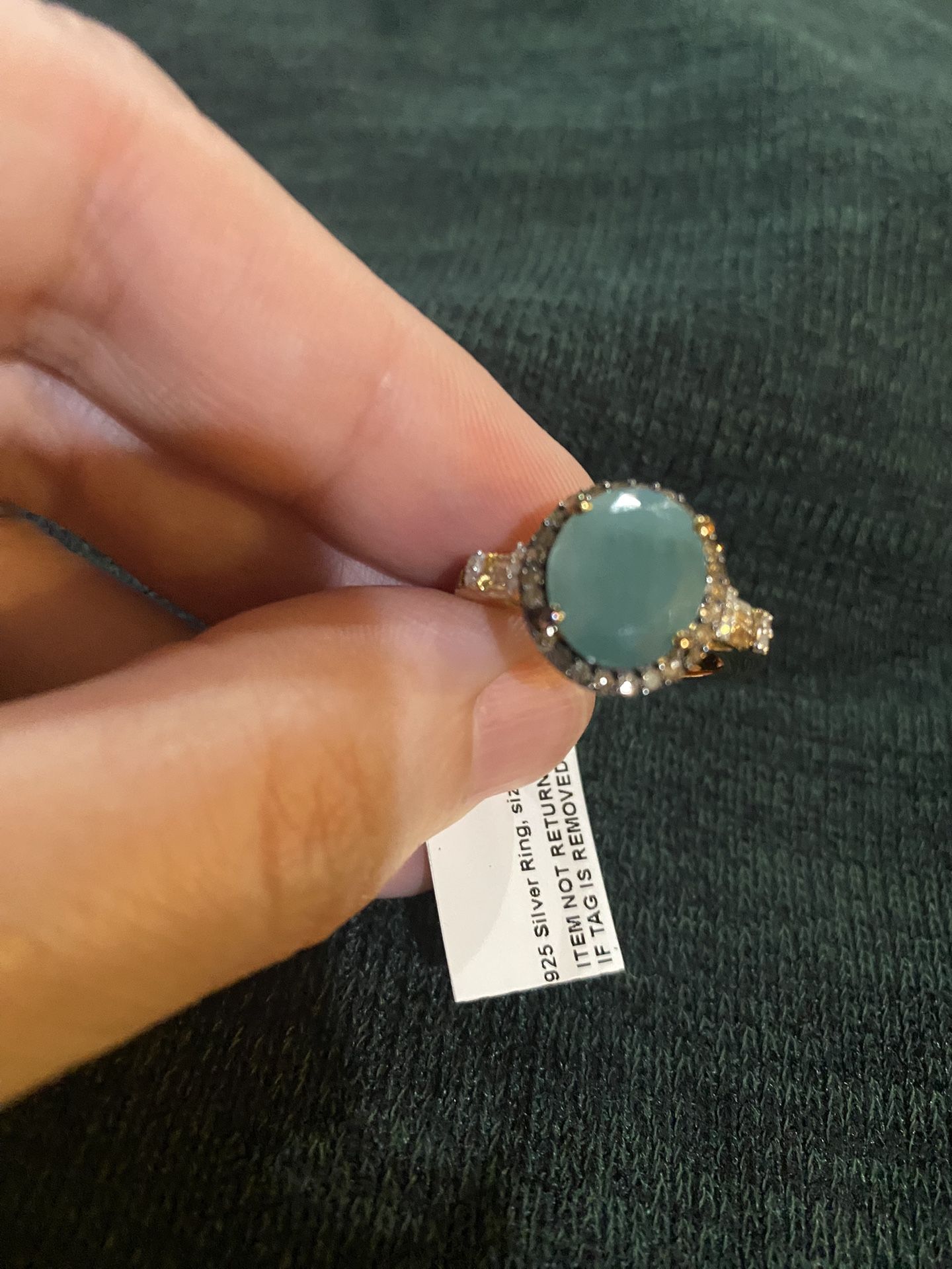 Premium Grandidierite, Natural Champagne & White Diamond Ring - Sz 8 - new!