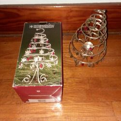 Silver Christmas Tree Tea Light Decoration