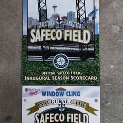 Mariners Inaugural Day Game window cling/souvenir program & score card season, 1999, Safeco Field, MLB
