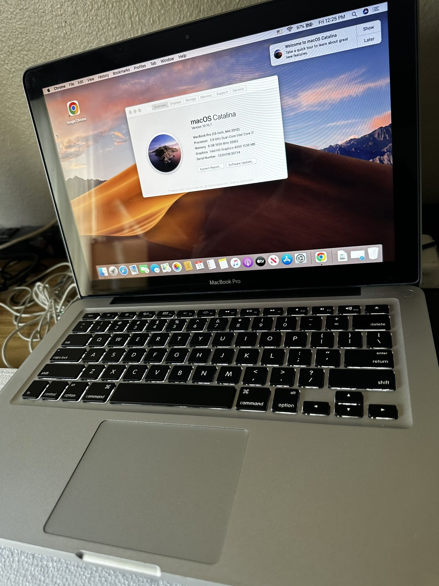 Laptop MacBook Pro 2012,i7,500gbRam,8gbHD,webcam,DVD,Charger