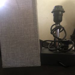 Gray  Fabric Table Lamp w USB Port.