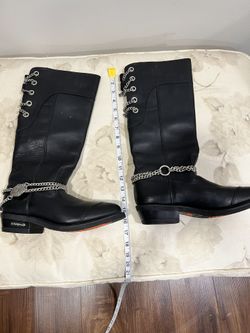 Vintage Harley Davidson Black Leather Long Boots Size 9