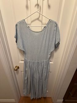 Light Blue Short Sleeve Zipper back dress