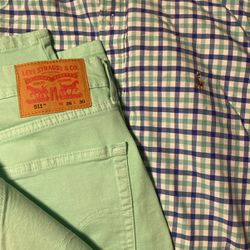 Ralph Lauren Button Up Shirt And Matching Pants 