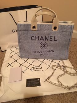 Chanel Deauville Tote Light Blue Toile SHW A66941 2017 Spring