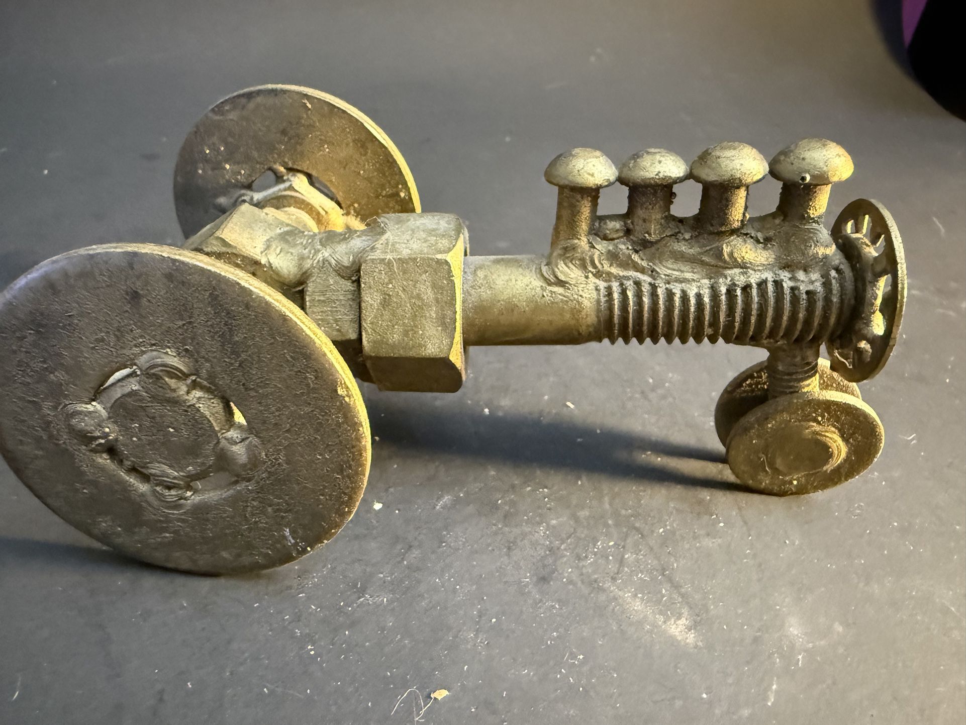 One Of A Kind Hand Made Paperweight Tractor Decor - Metal