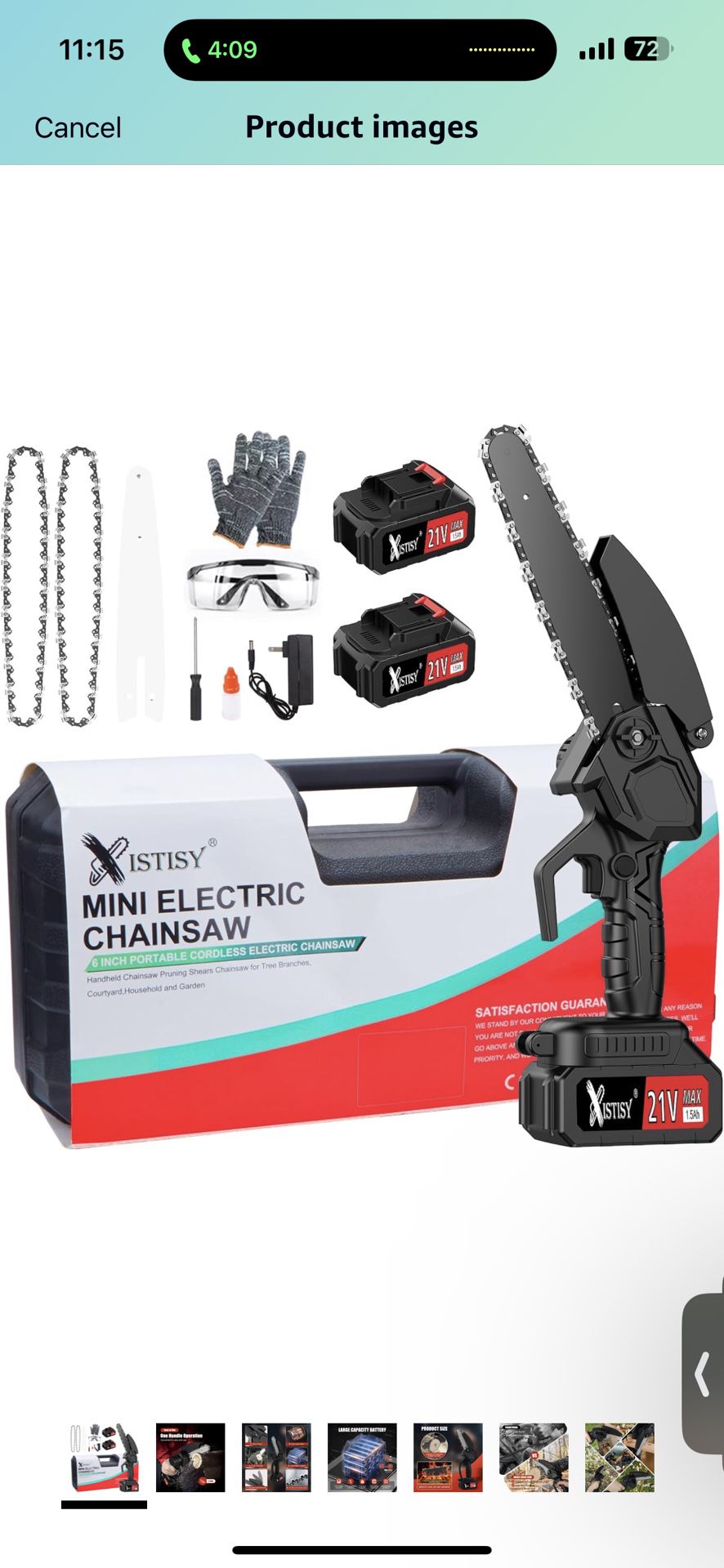 Mini Chainsaw Cordless 6Inch, Handheld Small Electric Chain Saw with 2 21V Rechargeable Batteries and 2 Chains, Perfect for Wood Cutting, Tree Trimmin