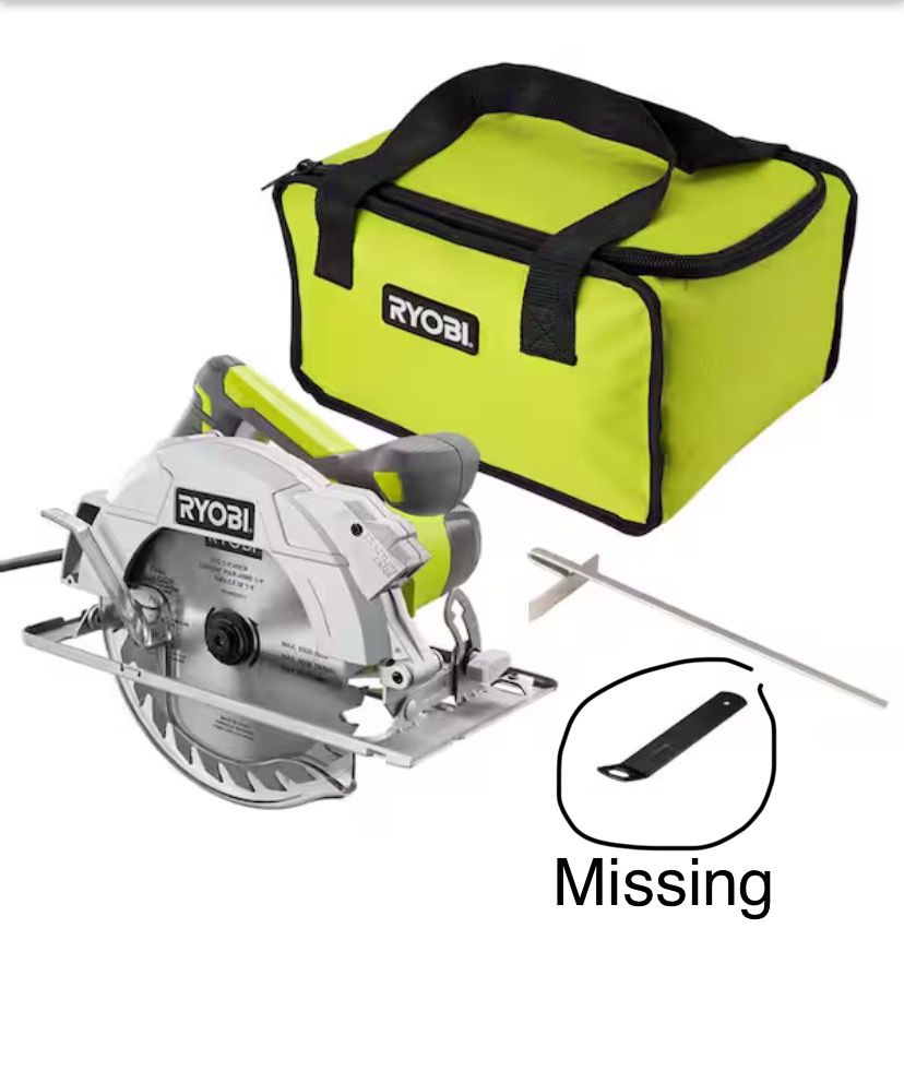 RYOBI 15 Amp Corded 7-1/4 in. Circular Saw with EXACTLINE Laser Alignment System, 24T Carbide Tipped Blade, Edge Guide and Bag