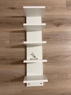 White Wood Wall Shelf Unit 4-Tier