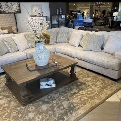 Rawcliffe Parchment 3-Piece Sectional (Couch Sofa Loveseat Options 