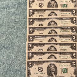 2017 Two Dollar Bills 6 And 7s