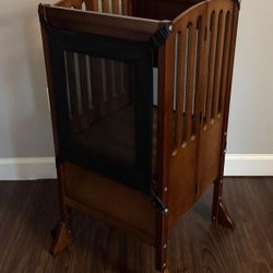 Guidecraft Contemporary Kitchen Helper® Stool and 2 Keepers - Brown: Folding, Adjustable Height, Wooden Cooking Step Stool for Toddlers |