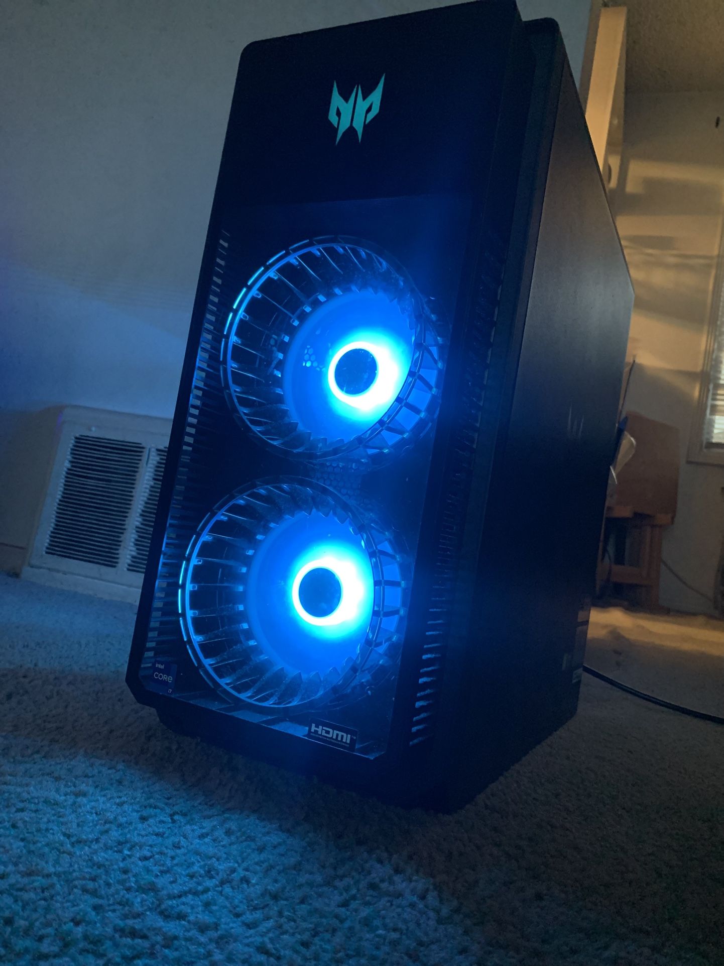 Acer predator Orion po5-655-ub21 gaming desktop intel core i7-14700F~32GB RAM NVIDIA GeForce RTX 4070 Super-1TB SSD Black