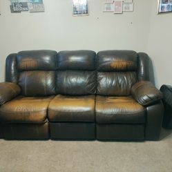 Two Toned Recliner Couch & Power Pack