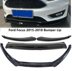 Brand New 3PCS 2015-2018 FORD FOCUS CARBON FIBER LOOK STYLE FRONT BUMPER LIP SPLITTER KIT