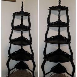 VINTAGE ORNATE VICTORIAN WOODEN ROCOCO CORNER SHELF BOOKCASE ETAGERE STAND
