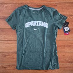 Women's Nike Slim Fit Michigan State Spartans Green T Shirt Size Large
