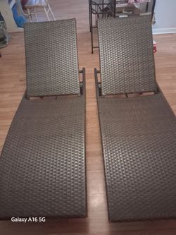 Brown Wicker Woven Chaise Lawn Chairs