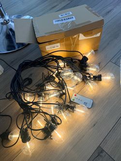 50FT Outdoor String Lights, 20 Dimmable LED Bulbs, Remote Control