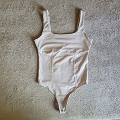 Abercrombie and Fitch tan scoop neck tank thong bodysuit size small