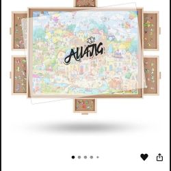 Wood Puzzle Board 6 Drawers 