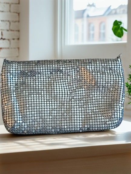 Silver Mesh Cosmetic Make Up Bag