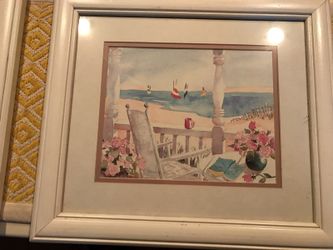 3 framed beach prints - with 3 inch cream mattes and frames