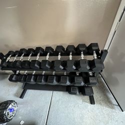 5-50lbs Dumbbells w/Rack 