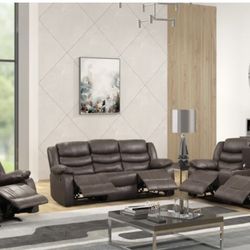 Brand New 3 Pc Brown Recliner Set