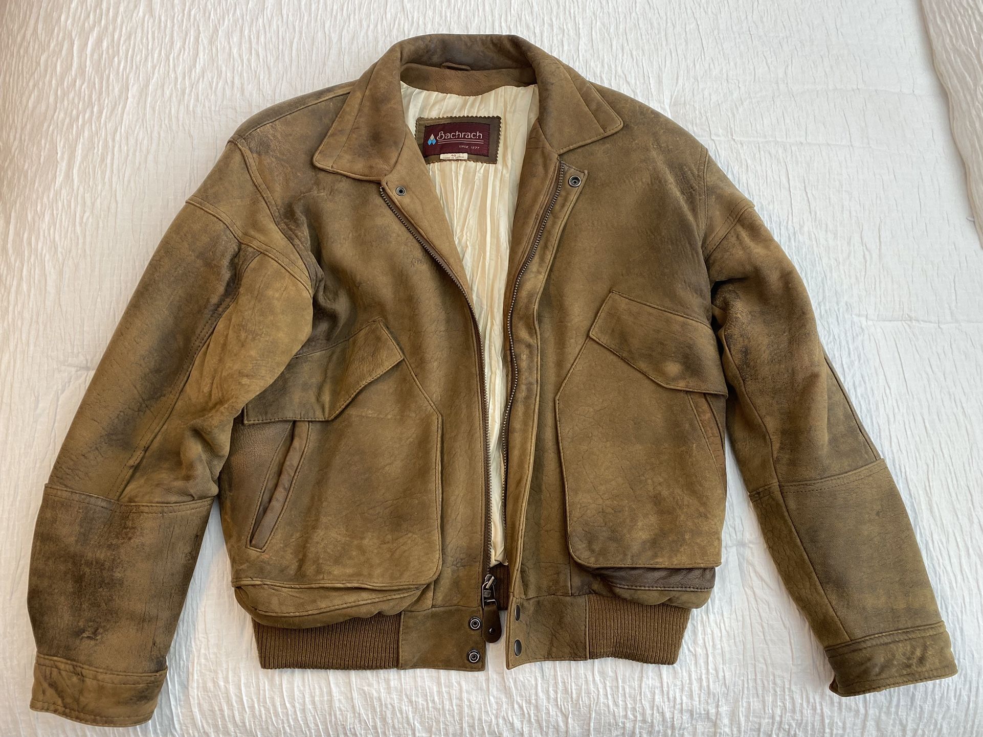 Bachrach Leather Jacket 40 Regular 