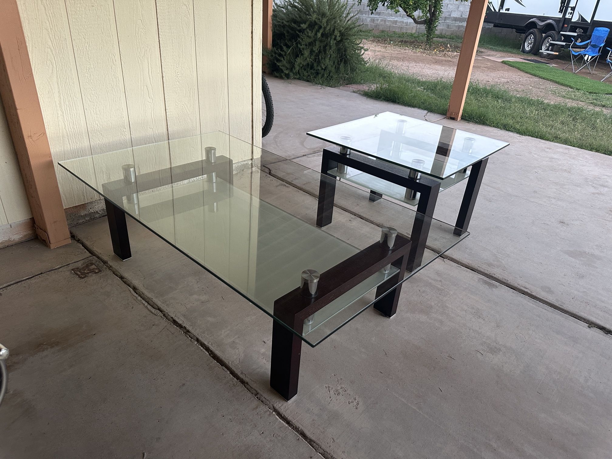Glass Coffee Table & Side Table