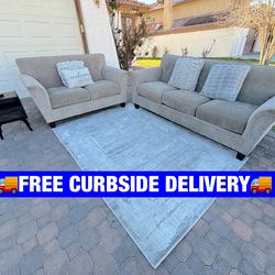 🚚FREE DELIVERY🚚 ✨Ashley Furniture Neutral Tan Suede Couch Set✨