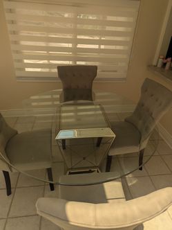 Round Glass Dining Table with 4 Chairs