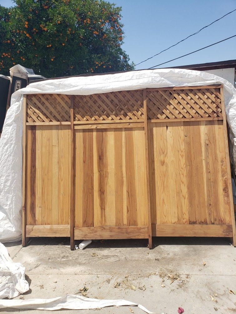 NEW! 11 Individual Pieces Available 6x8 Redwood Lattice Top Fence Panels Each