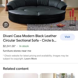 Divani Black Leather Couch Set