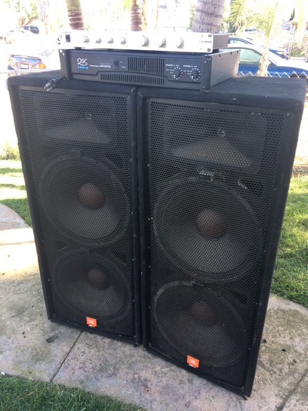 Set of JBL JRX 100 with QSC Power amp and Gemini crossover