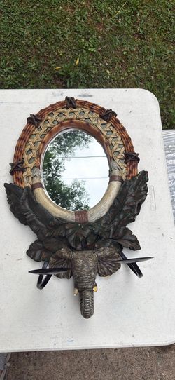 Elephant Wall Mirror & Candle Sconce Decor