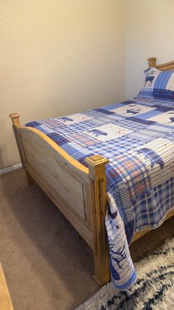 Queen bed frame, dresser, and nightstand