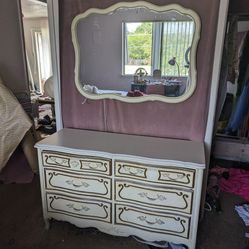 French Provincial Dresser With Mirror Set