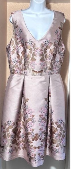 New Max Studio Elegant Floral Jacquard Fit & Flare Dress Blush Pink -Size 12