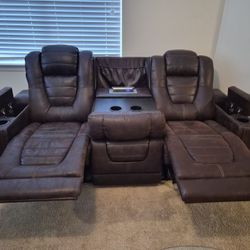 Ashley Furniture Leather Power Reclining Couch 