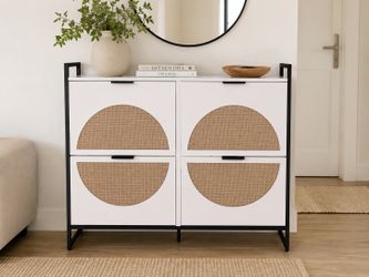Modern Rattan Shoe Cabinet